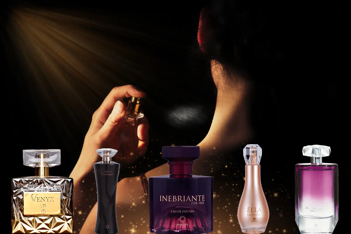 Perfumes Hinode 5 Dicas Inebriantes - Mulher passando perfume e 5 perfumes da Hinode