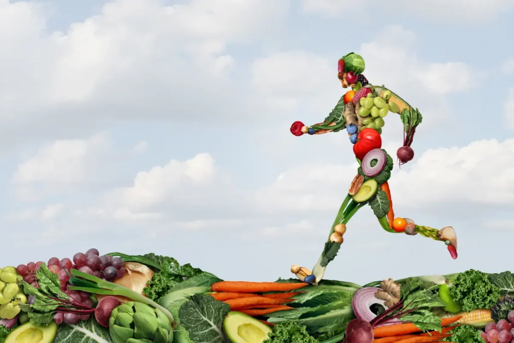 Verduras e legumes com o formato de um homem