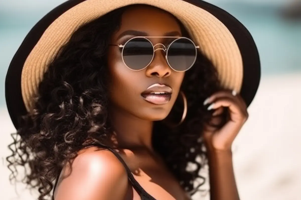 Cabelo Saudável 9 Hábitos Para se Adotar no Verão - Mulher negra usando chapéu