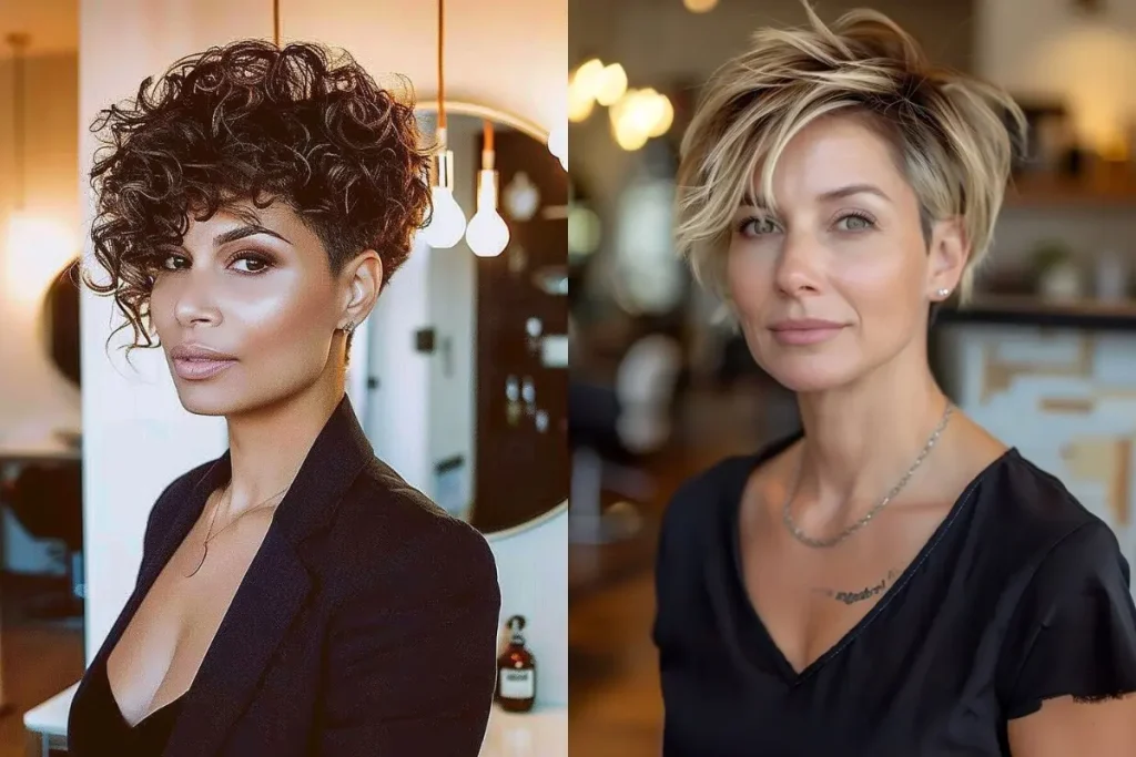 Mulheres usando cabelo Pixie Cut