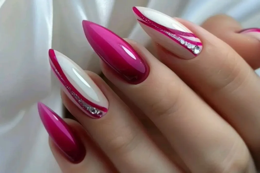 Unhas minimalistas pink e branco