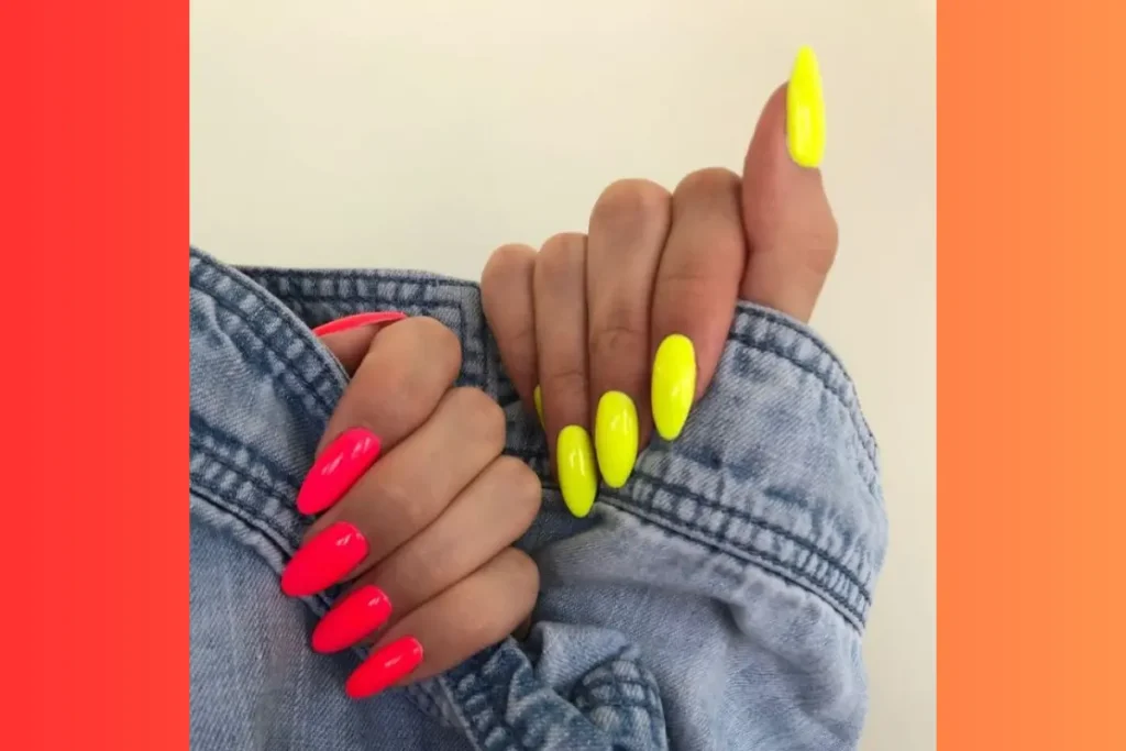 Unhas rosa e amarelo