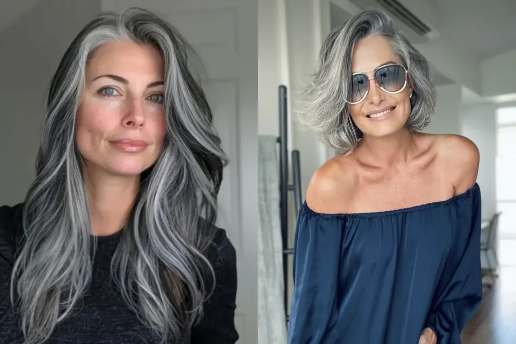 Mulheres elegantes com cabelo grisalho