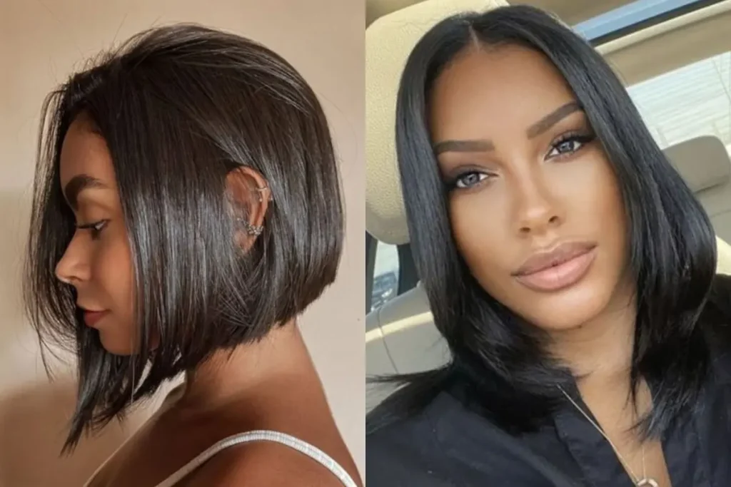 Mulheres negras com cabelo alisado