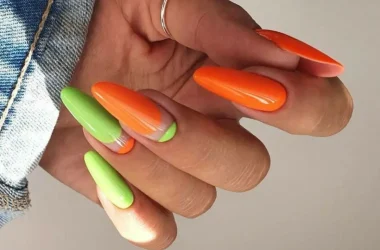 Unhas Coloridas 8 Tons Que Não Pode Faltar na Sua Coleção - Unhas laranja e verde