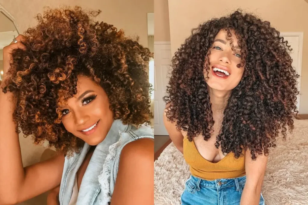 Mulheres com cabelo cacheado