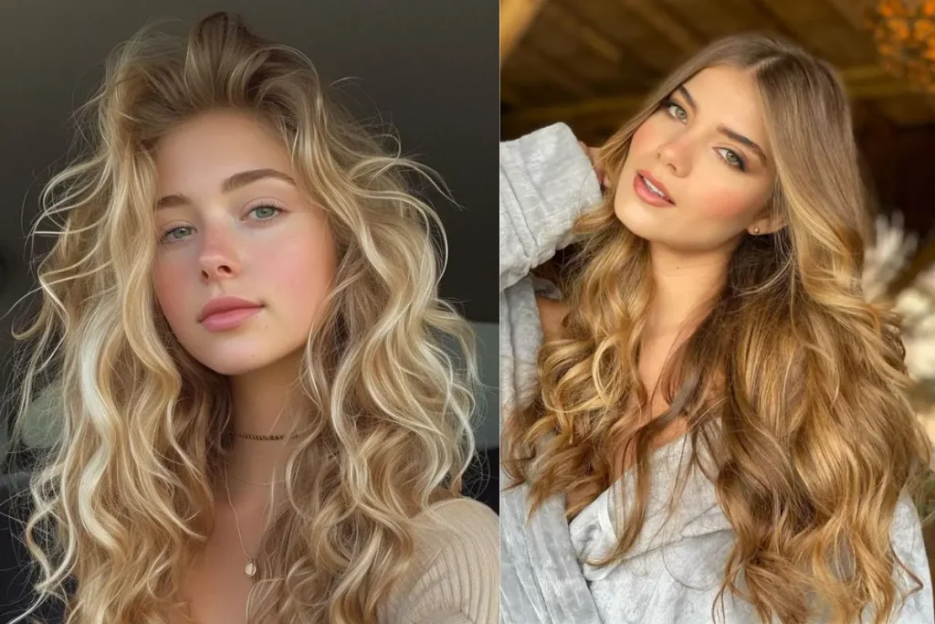 Mulheres loiras com cabelo ondulado