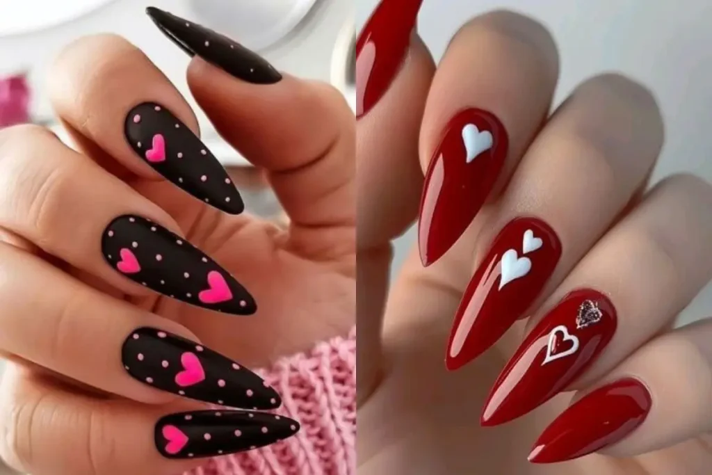 Unhas decoradas com corações