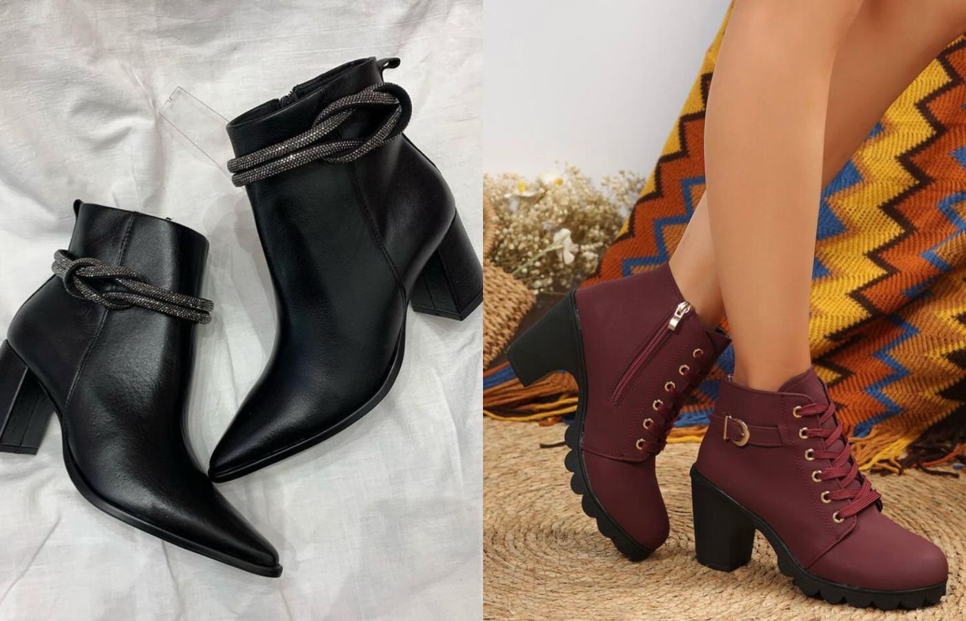 Botas de couro de cano baixo