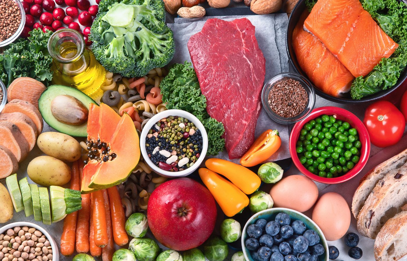 Frutas, legumes, verduras e grãos