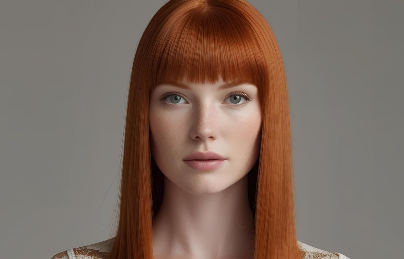 Mulher com cabelo liso e ruivo