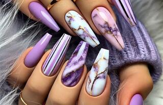 Unhas Fortes 6 Dicas Infalíveis Para Fortalecer Naturalmente - Unhas decoradas lilás, branco e dourado