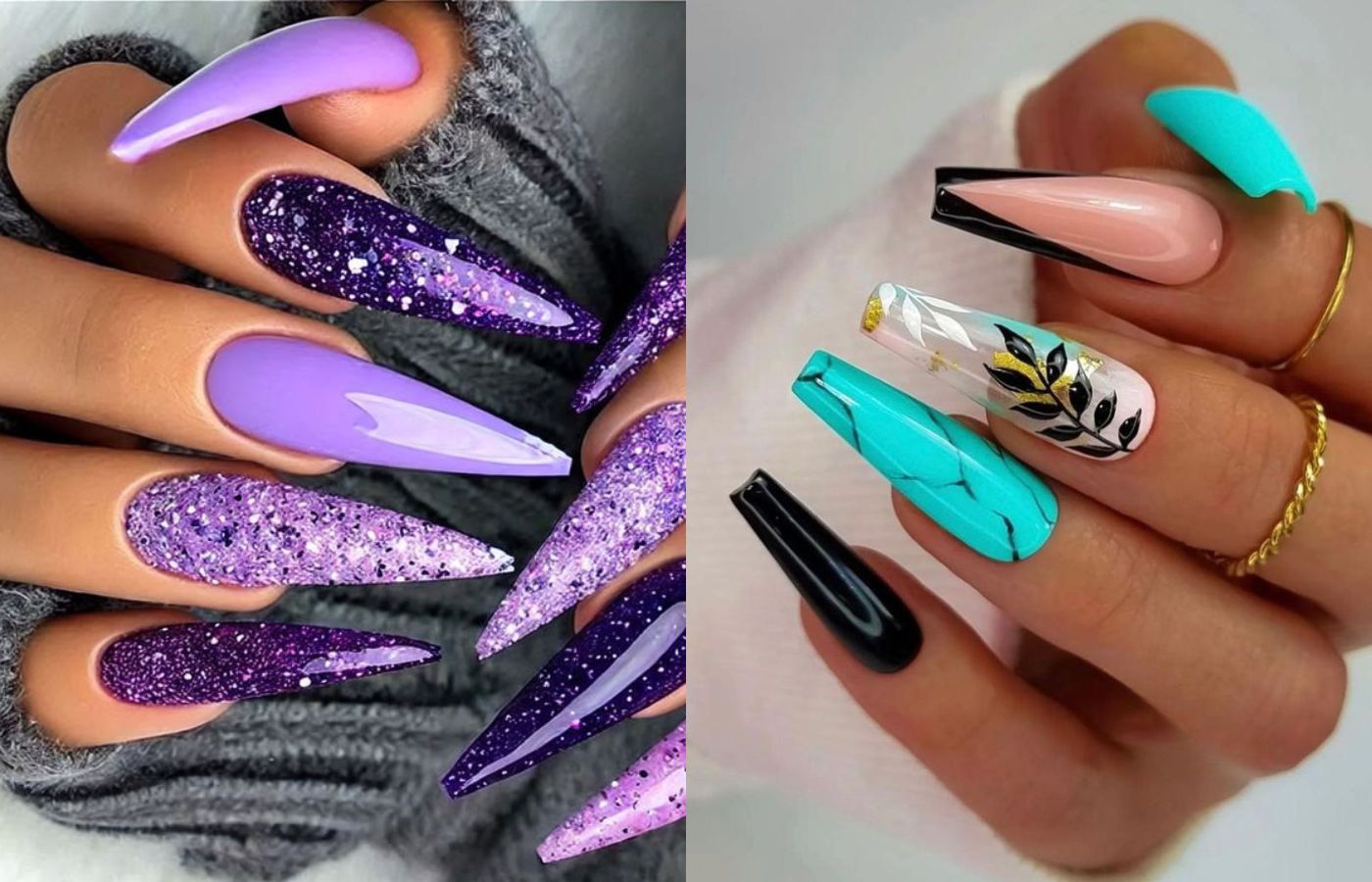 Unhas stiletto e bailarina